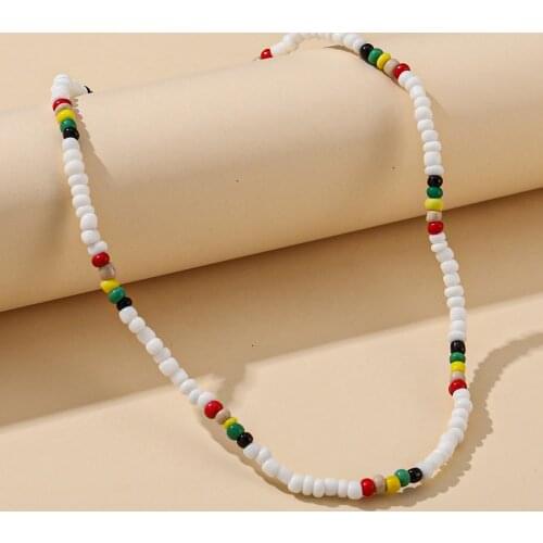 Bohemian Colorful Seed Bead Simple Choker Necklace Statement Short Collar Clavicle Chain Necklace for Women Jewelry Gift
