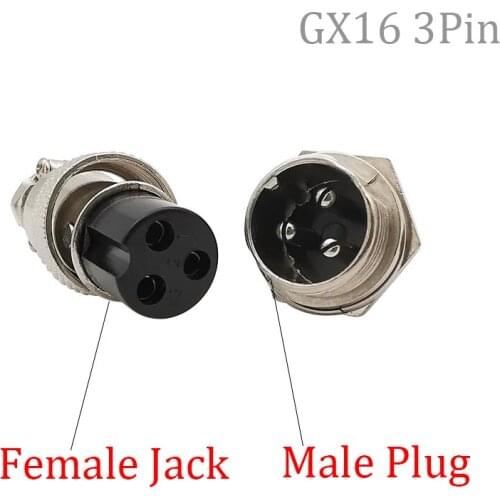 1/2/5Pair GX16 3 Pin Circular Aviation Connectors GX16 Male Plug +Female Aviation Socket Diameter 16mm L70-78 Wire Panel Adapter