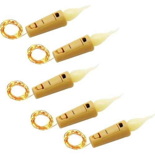 10/5Pcs Battery Operated Flame Wine Bottle String Light Fairy Lights for Wedding Christmas Halloween Party Decor