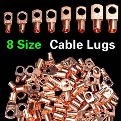 10 pcs Round Terminal Block SC Series O-type Lugs Terminals Cold-Pressed Connector Copper Tab Wiring Nose Combination Set