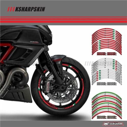 12 X Thick Edge Outer Rim Sticker&decal Stripe Wheel Decals FIT all DUCATI DIAVEL pegatinas moto