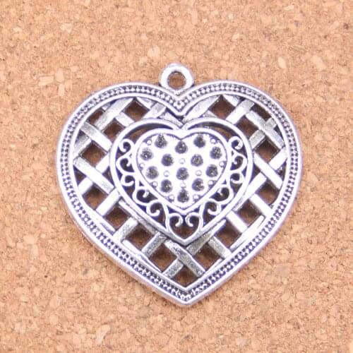 4pcs Charms heart 38x39mm Antique Pendants,Vintage Tibetan Silver Jewelry,DIY for bracelet necklace