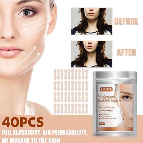 40PCS Efficient Face-lifting Waterproof V Face Makeup Adhesive Tape Invisible Breathable Lift Face Sticker Lifting Tighten Chin