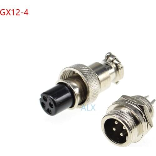 5SET GX12-4 aviation plug socket Circular connector 12mm Diameter GX12 4PIN Male Female Wire Panel Connector Circular Screw Type