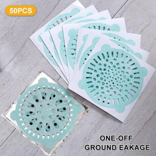 50pcs Hair Anti-blocking Floor Drain Sticker Household Disposable for Bathroom Bathtub FP8