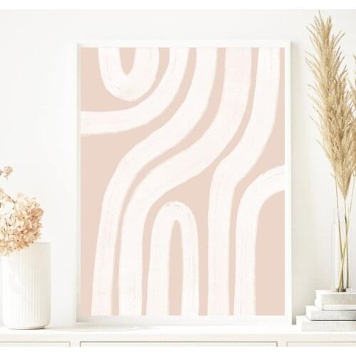 Abstract Pink Line Art Print Nordic Contemporary Poster Minimalist Wall Art Pictures Canvas Painting Bedroom Living Room Decor