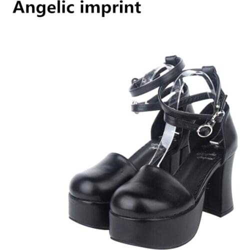 Angelic imprint fashion woman mori girl lolita cosplay shoes lady high heels punk pumps women princess dress party shoes 33-47