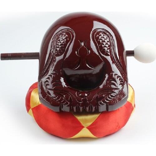 Buddhist supplies Taiwan solid wood camphor wood wooden fish dark brown red brown mats and sticks a set of