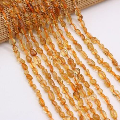 Natural Citrine Stone String Beads for DIY Women Jewelry Making Bracelet Necklace Bead Accessories Fashion Gift Size 6-8mm