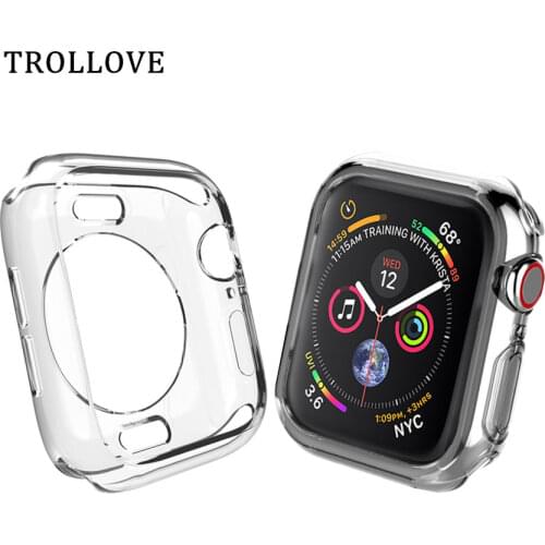 Bumper Case for Apple Watch 4 for Iwatch 40mm 44mm Series 5 Silicone Soft TPU Ultra-thin Clear Transparent Back Cove Frame Band
