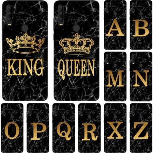 Phone Case For Alcatel 1A 1B 1V Plus 1S 1SE 3X 3C 3L 2020 Marble Golden alphabet background Soft Print Cover Fundas
