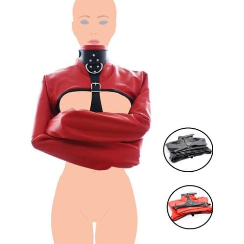 Fetish PU Leather Harness Open Cup Chest Belt Straight jacket Womens BDSM Bondage Restraint Cosplay Adults Games Sex Toys