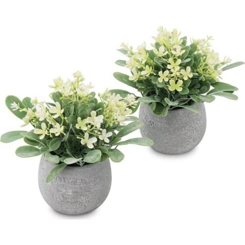 Fake Plants Eucalyptus Faux Plants in Pots, 2 Pack Mini Potted Artificial Plants, Fake Flowers and Greenery Fake Leaves