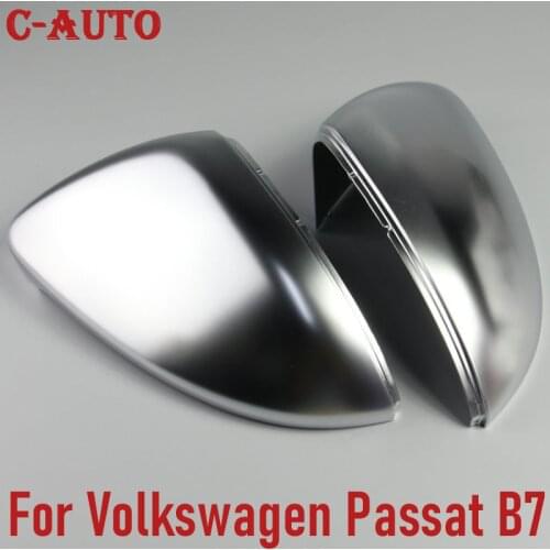 C-Auto 2PCS/set Matt Chrome Mirror Cover Rearview Side Mirror Cap For Volkswagen Passat B7 CC Jetta Scirocco Beetle Eos