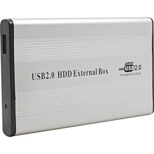 Aluminum Silver External USB 2.0 2.5 IDE Enclosure Container Hard Disk Driver HDD Box Apapter Up To 500GB 1TB 480mbps Optibaly