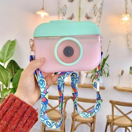 Creative Camera Water Bottle With Straw Kawaii Girl Clear Plastic Water Bottle Portable High Capacity Student Adult Water Cup