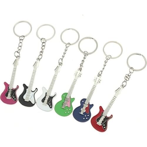 Creative Fashion Music Gift Keychain Metal Shiny Guitar Keychain Gift Fashion Pendant Unisex Fashion Accessories