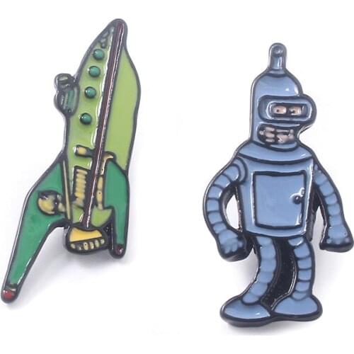 Creative Cartoon Badge Futurama Robot Spaceship Pins for Backpacks Cute Badge Gifts for Kids Kawaii Pins Badges for Clothes Pins