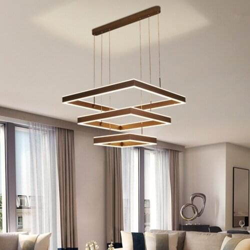 Square aluminum acrylic ring top and bottom LED chandelier Residential/commercial/office lighting