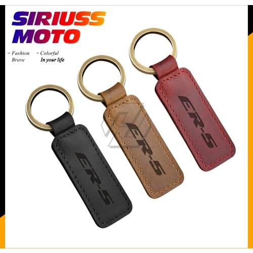 Motorcycle Retro Keychain Cowhide Key Ring Case for Kawasaki ER-5 ER-5N ER5N Models
