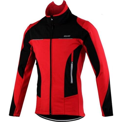 Outdoor Cycling Jacket Men Winter Mandarin Collar Night Reflective Bicycle Jacket Waterproof Windbreaker Thermal Bike Jacket