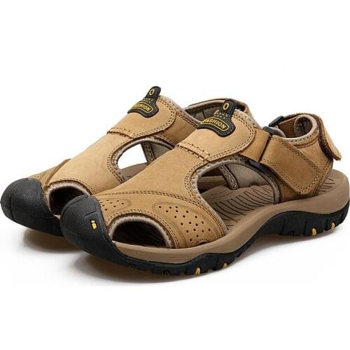 2021 New Mens Summer Sandals Leather Retro Soft Sandals Outdoor Wear Casual Beach Hollow Leather Shoes Breathable Fashion