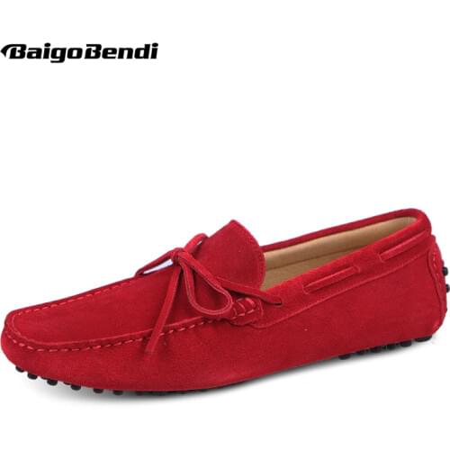 US6-12 Suede Leather Mens SLIP 0N loafers casual CAR Shoes Moccasin men boat shoe tassel Loafer