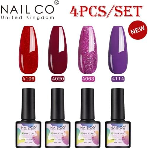 NAILCO 8ML set Gel polish soak off UV Gel varish semi permanant nail art Hybrid Varnishes for Manicure top coat base coat
