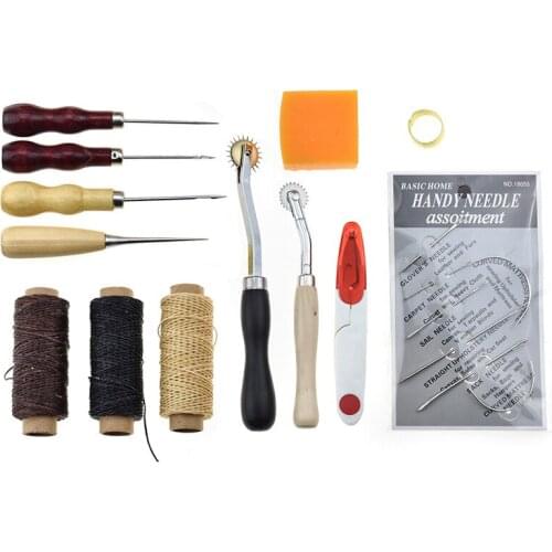 SMVAUON Leather Tool Set Handmade Leather Goods Hand Sewing Set 13 Piece Set of Leather Art Tools