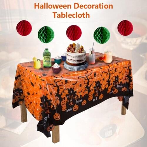Halloween Tablecloth Decoration Spider Web Skeleton Skull Table Cloth Black Fireplace Mantel Event Party Eid Mubarak Table Cover