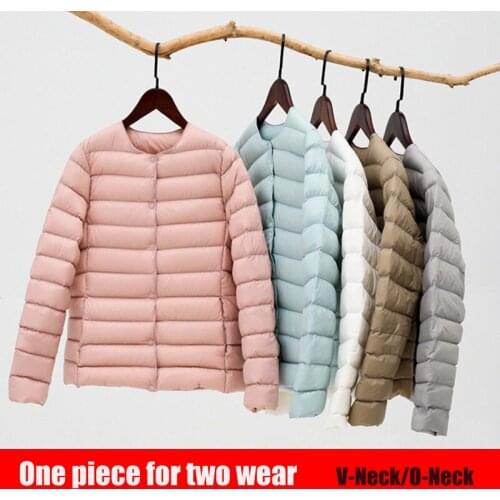 2021 New Fashion Warm Ultra-Thin Women White Duck Down Coats Light Weight Winter O-Neck Windproof Slim Woman Down Jackets