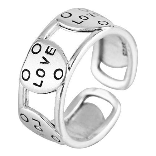 New Double-layer Love English Letter Ring Retro Simple Opening Adjustable Ring Personalized Creative Design