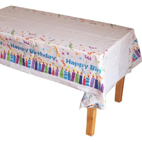 Disposable Plastic Table Cloth Happy Birthday Candle TableCover Tablecloth Waterproof For Birthday Party Decoration 180*108cm