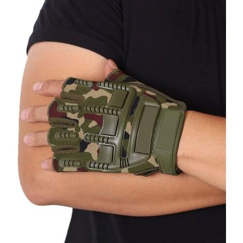 Outdoor Tactical Cycling Half Finger Gloves Men Protective Gym Fitness Outdoor Bike Riding Hunting Army Combat Gloves