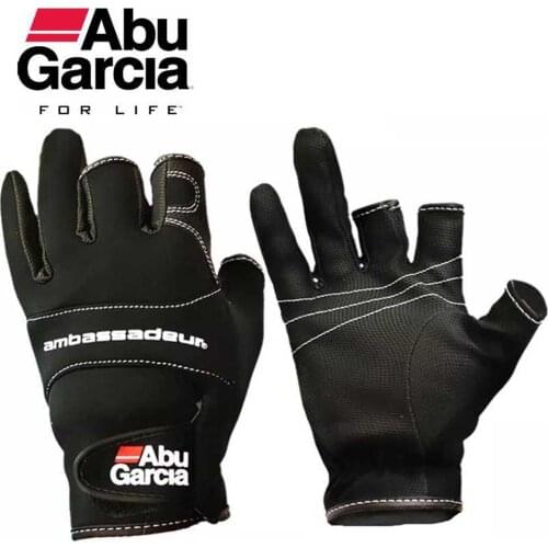 Leather gloves for fishing glove three figner High-quality Aub Garcia fabrics Comfort Anti-Slip Fishing fingerless gloves