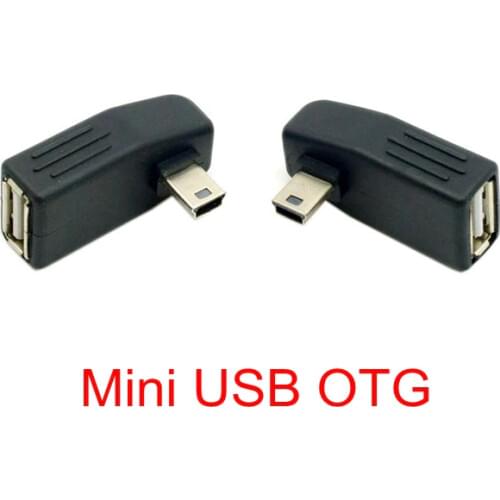 90 Degree Up & Down Left Right Angled Mini USB 5pin Type B male to USB Female OTG Adapter connector