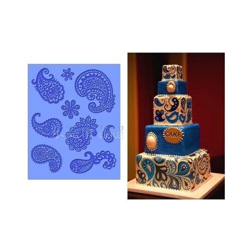 DIY Relief Liquid State Cake Baking Mold Sugar Lace Pattern Decorate Silicone Mold Retro Baking H723