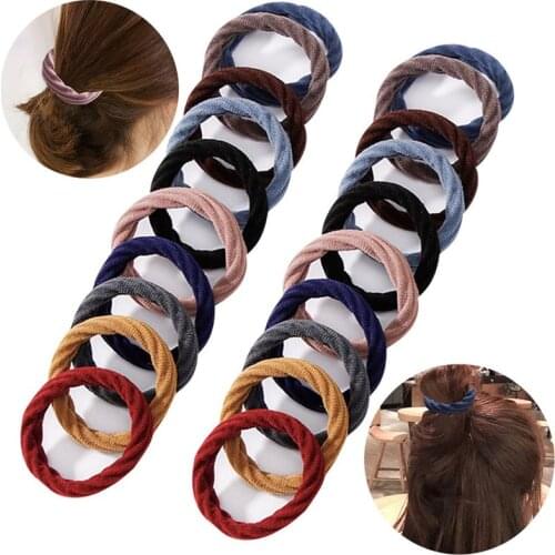 20Pcs/Set High Elasticity Hair Tie Hair Rope Solid Color Elastic Hair Rope Ponytail Holder Hair Accessories For Women Girls
