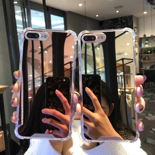 Luxury Clear Makeup Mirror Back Cover Soft Case For iPhone X XS Max XR 8 7 6 6S Plus Shockproof Rubber Crystal Case for iphone 7