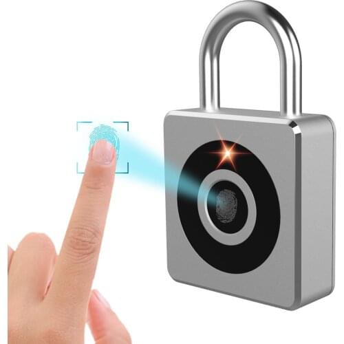 Sliver Security Keyless USB Rechargeable Door Lock Fingerprint Smart Padlock Quick Unlock Zinc alloy Metal Keyless lock P6