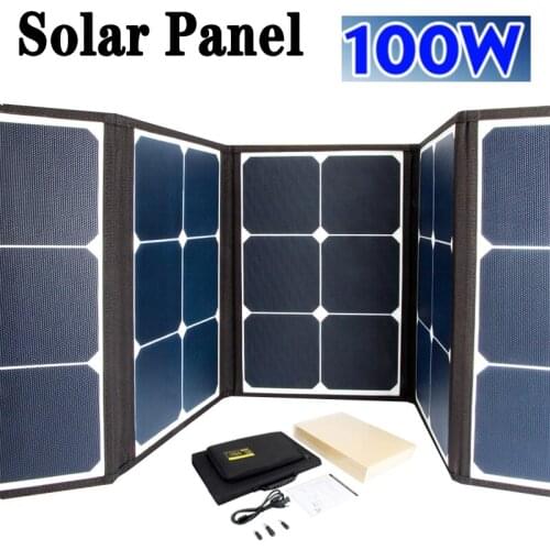 100W Folding Solar Charge Panel Dual 16.5V USB interface Waterproof Solar Cells Poly Solar Cell for Car Yacht RV Battery Charger