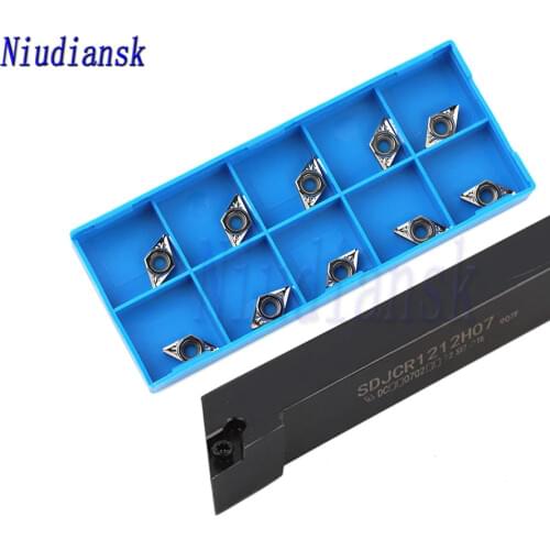 10pcs DCMT0702 DCGT CNC Lathe Carbide Insert SDJCR1010H07 SDJCR1212H07 SDJCR1616H07 External Tool Holder SDJCL Arbor Turning Set