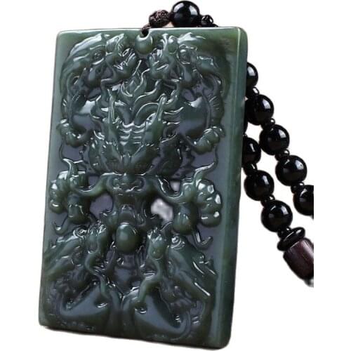 Xinjiang Hetian Jade Pendant Green Jade Kowloon Faucet Pendant