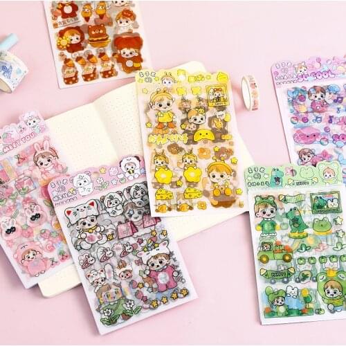 Yisuremia New 4pcs/Pack Kawaii Cute Stationery Sticker For Scrapbooking Journal Planner DIY Decorative Cartoon Paper Sticker