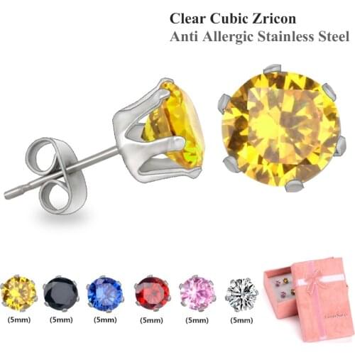 LUXUKISSKIDS 6 Pairs Women/kids Christmas Earrings Set 3/5/7mm Stud Earring Stainless Steel Earings For Women Fashion Jewelry