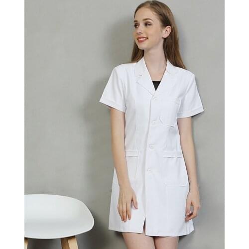 Anti-static Womens Lab Coats White Consultation Work Suit Short Long Sleeves Full Length Scrub Workwear 701