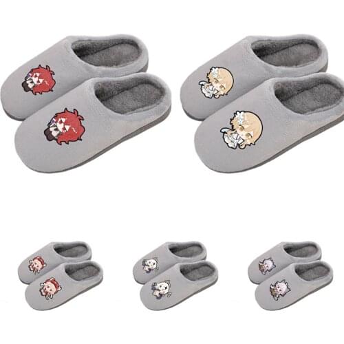 Winter home slippers Anime cartoon warm shoes Game Genshin Impact Cosplay Peripheral props EVA soles Adult Child Project family