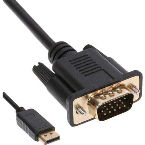 1.8M DisplayPort to VGA Converter Display Port Male to Male DP to VGA Cable Adapter for PC Computer Laptop 100pcs/lot