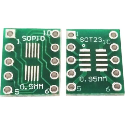 10pcs sot23 msop10 umax to dip10 adapter board 0.5mm 0.95mm pitch