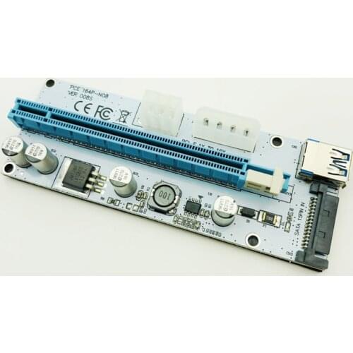 100PCS 008S Riser PCIe PCI-E PCI Express Riser Card 1x to 16x USB3.0 Cable SATA to 4Pin IDE Molex Power for Bitcoin Miner Mining